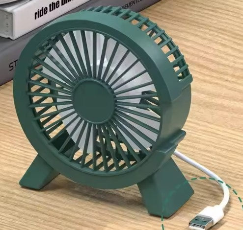 Mini Portable Green Desk Fan - Electric USB - No Battery - GST Included